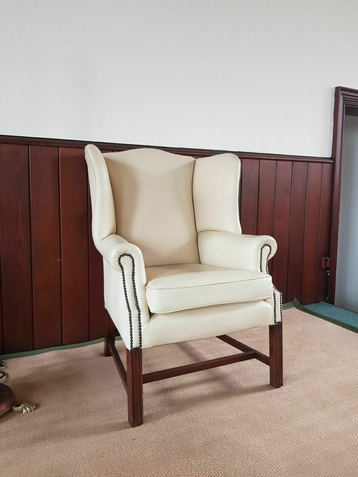 A Reupholstered Leather George III Style Wingback Armchair photo Furniture
