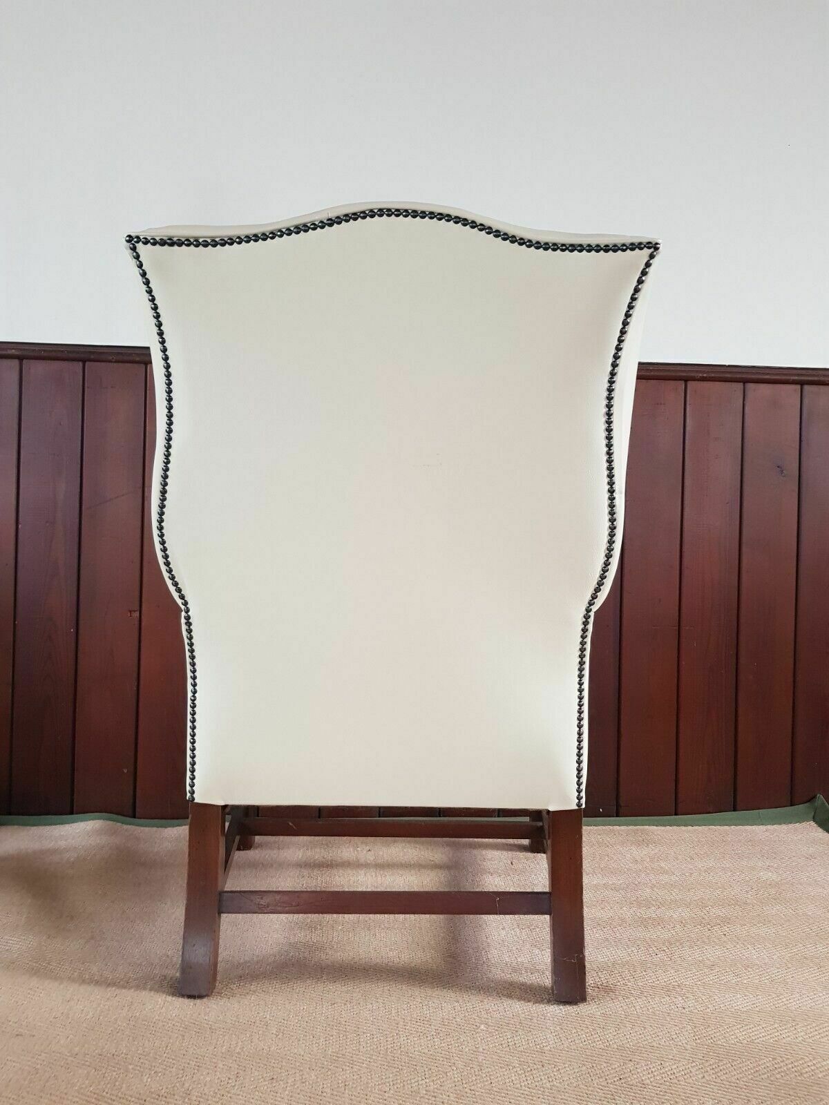 A Reupholstered Leather George III Style Wingback Armchair photo vintage