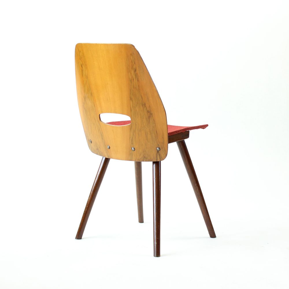 photo furniture Frantisek Jirak Lollipop Dining Chairs In Walnut Veneer For Tatra, Circa 1960, Set Of 4