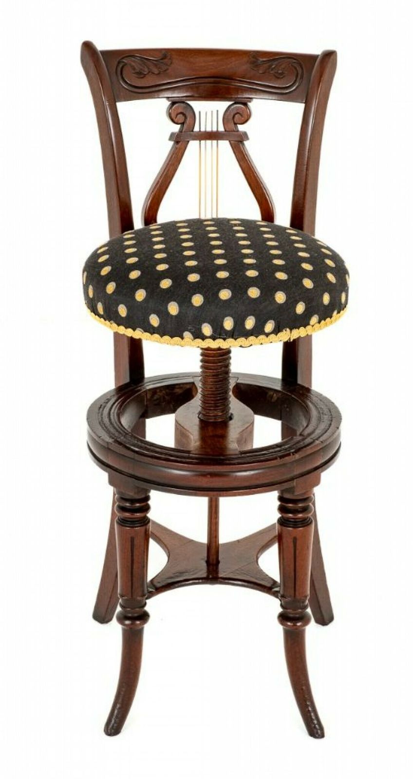 William IV Piano Stool Revolving Chair Seat Mahogany photo Furniture