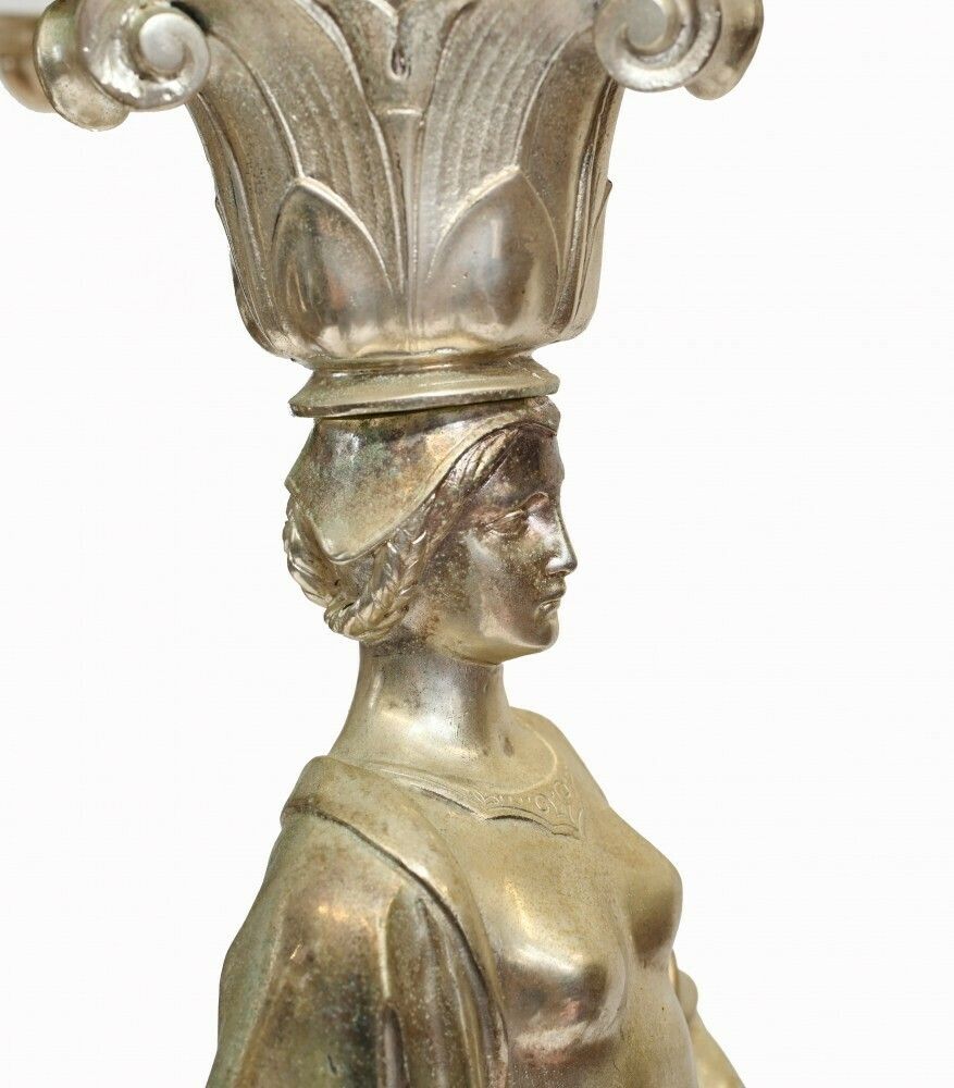 Pair Silverplate Candelabras   2.5 Ft English Victorian Maidens photo vintage