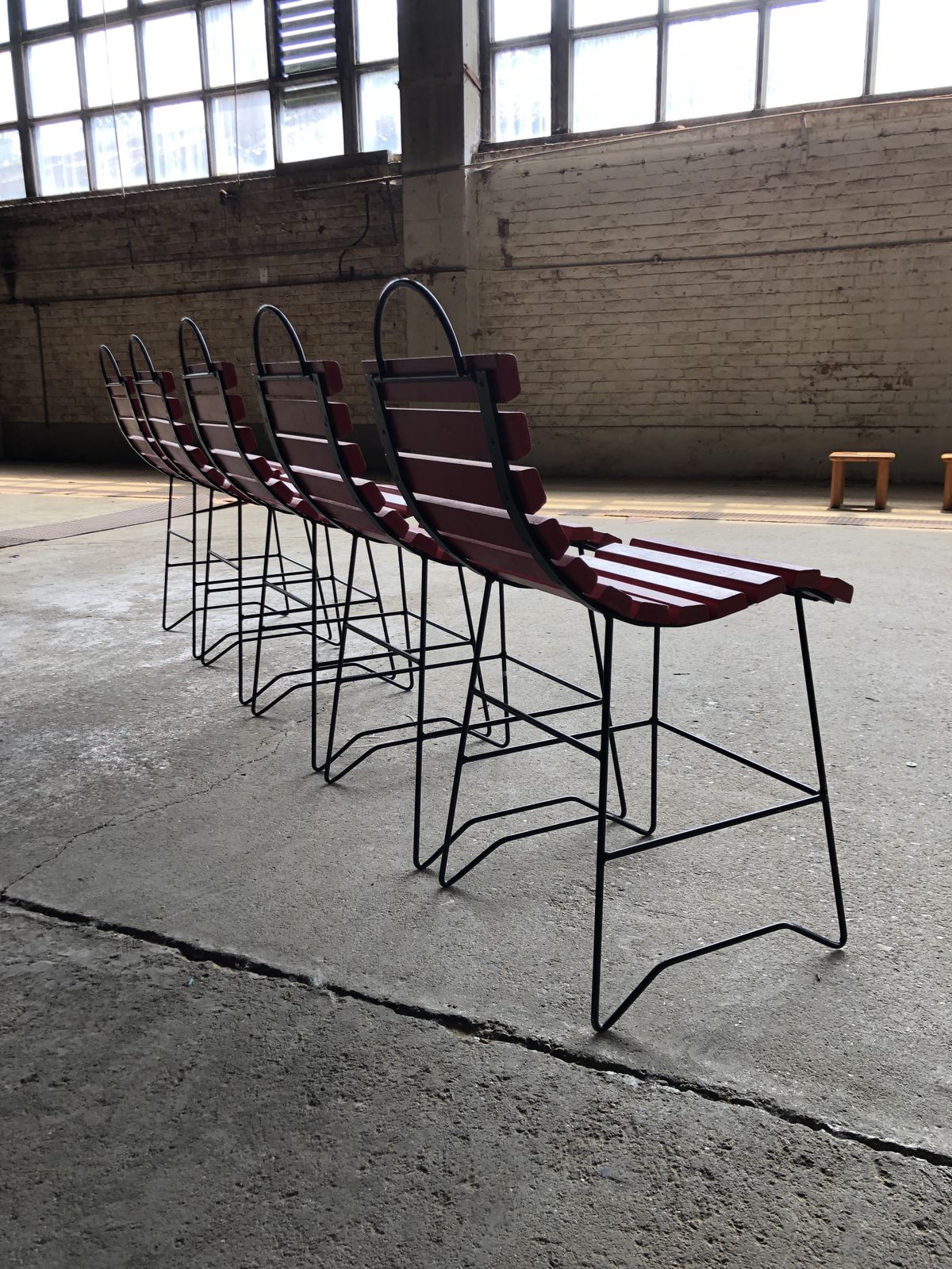 Playful Dining Chairs With Wooden Slats, 1960s, Set Of 5 photo vinterior
