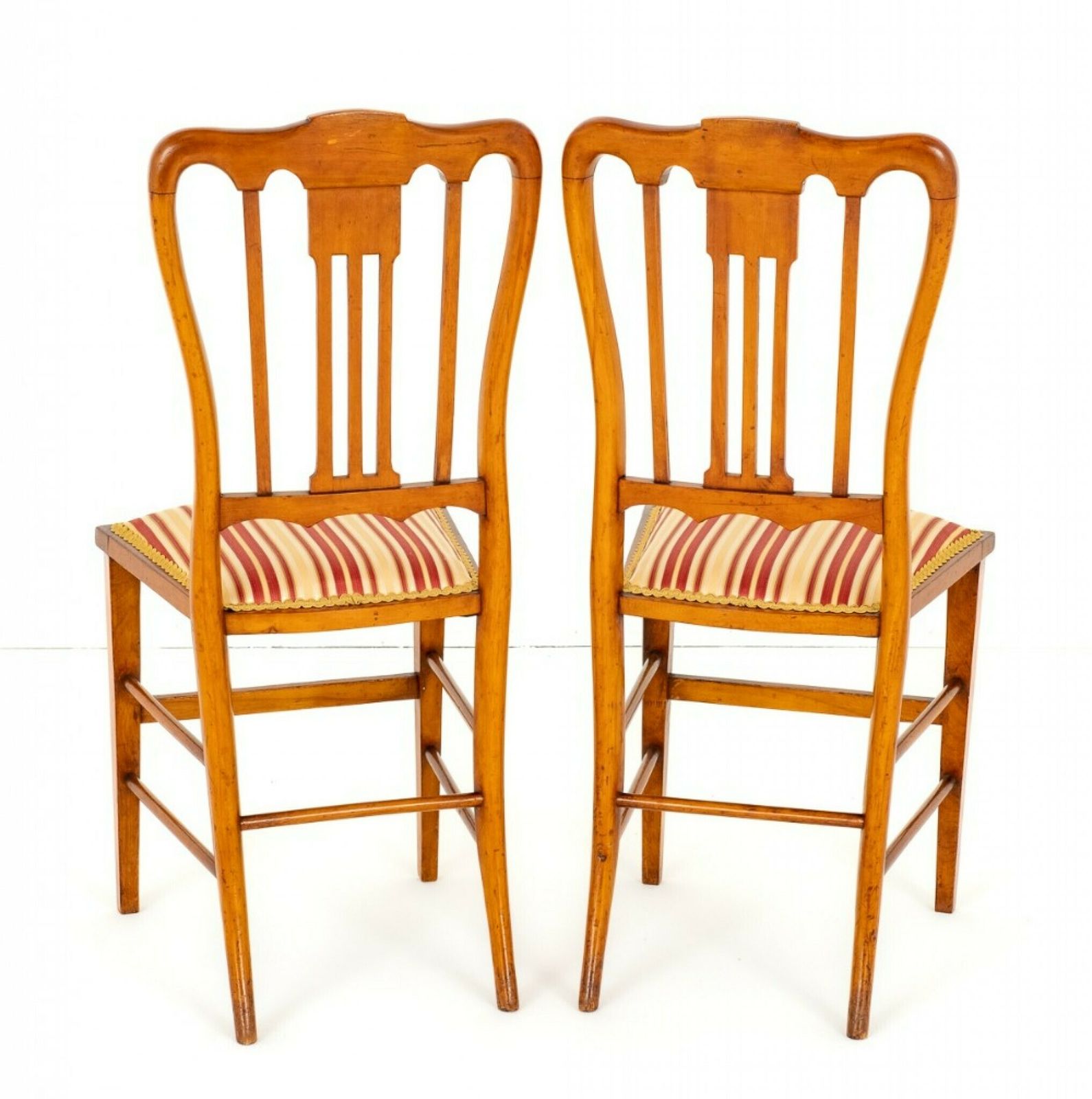 Pair Antique Bedroom Chairs Satinwood 1890 photo vintage
