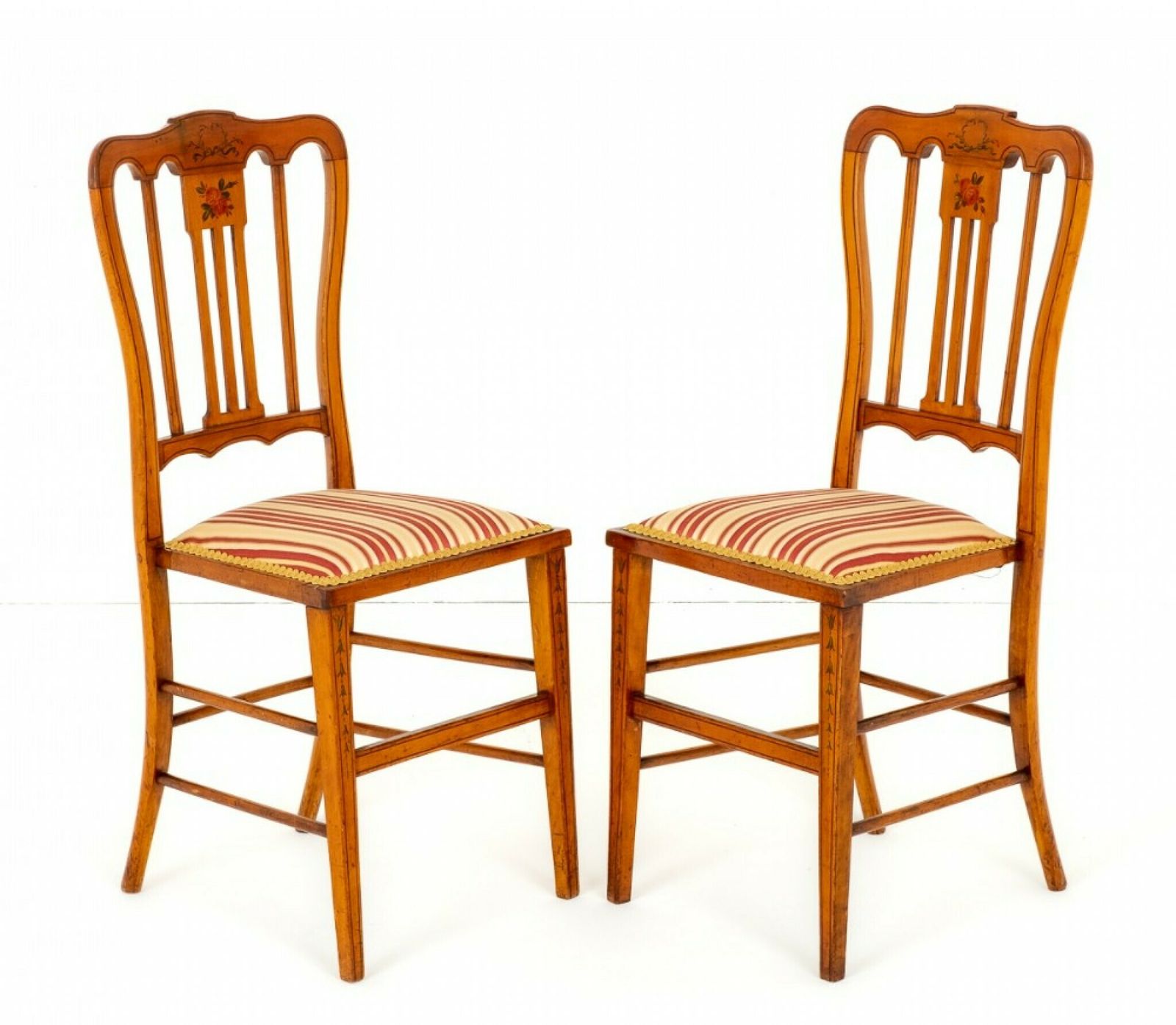 photo furniture Pair Antique Bedroom Chairs Satinwood 1890