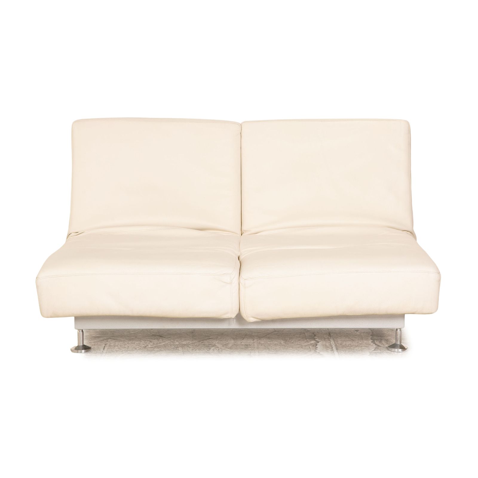 Canapé 2 places Edra Damier en cuir crème, fonction relax et fonction lit