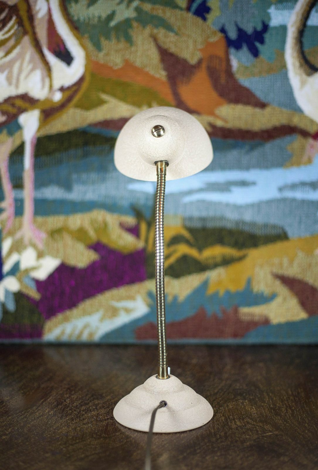 Vintage Lamp, Table Lamp, Desk Lamp, Bedside Lamp, Articulated Lamp, Beige Crackled Effect Metal Lampshade, 60's photo buy