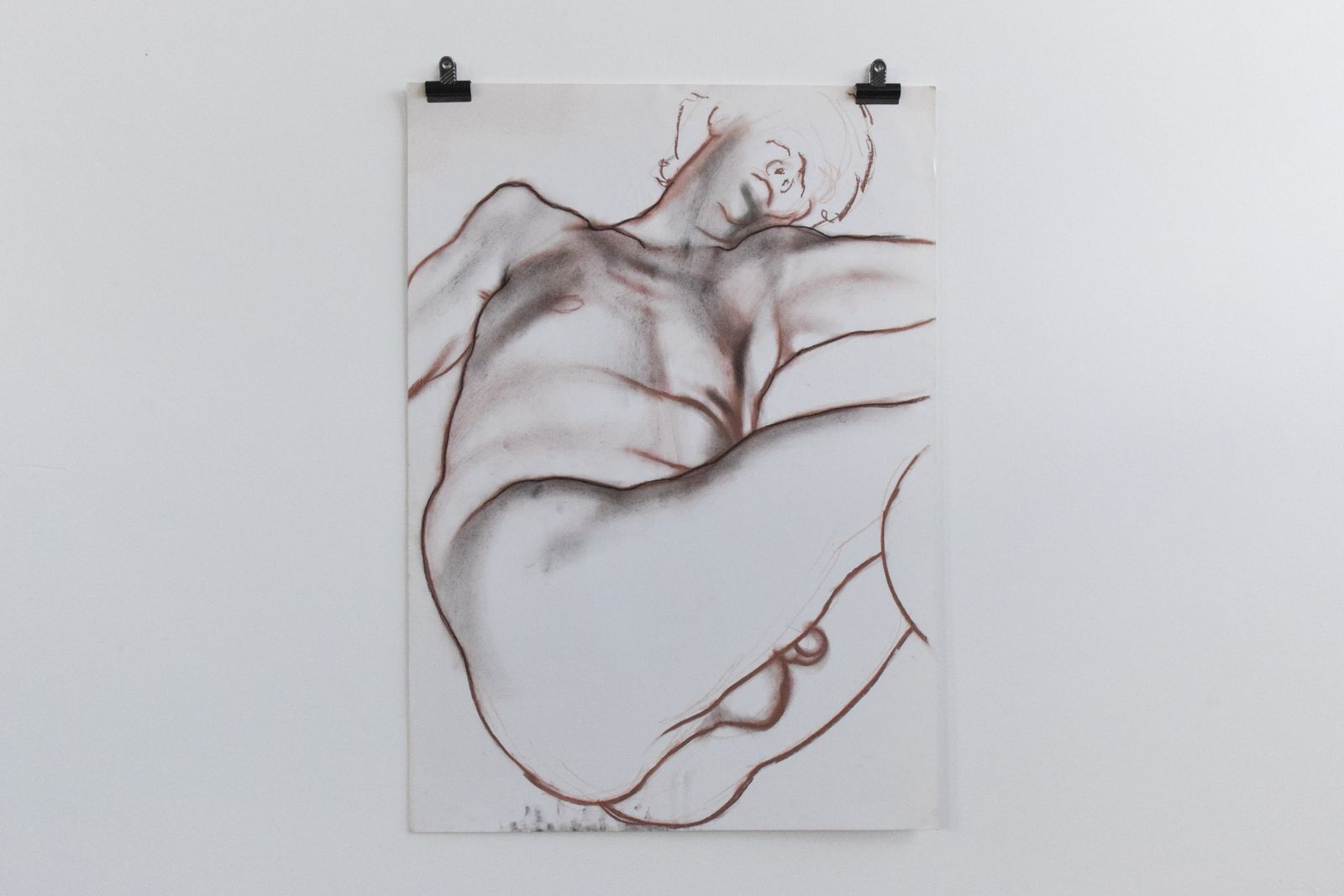 Vintage Minimal Original Pastel Male Nude Life Drawing By Artist Robert Arthur Bramwell photo buy