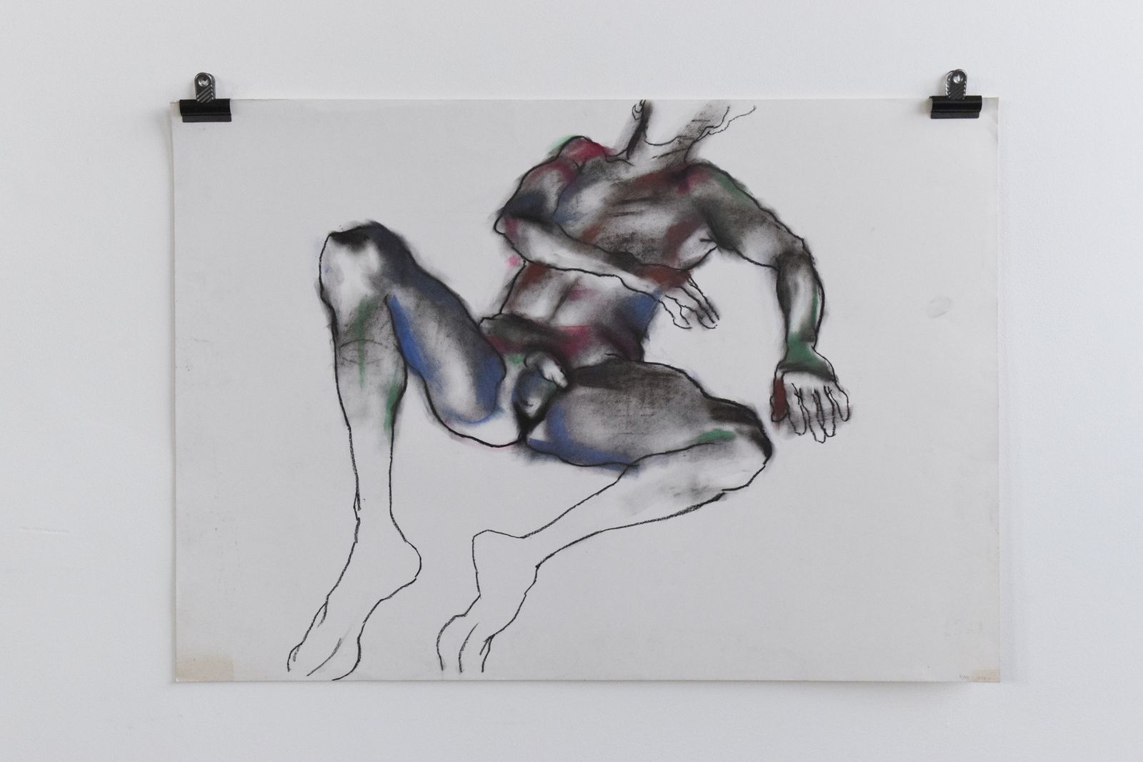 Vintage Original Colourful Pastel Male Nude Life Drawing By Artist Robert Arthur Bramwell photo for sale