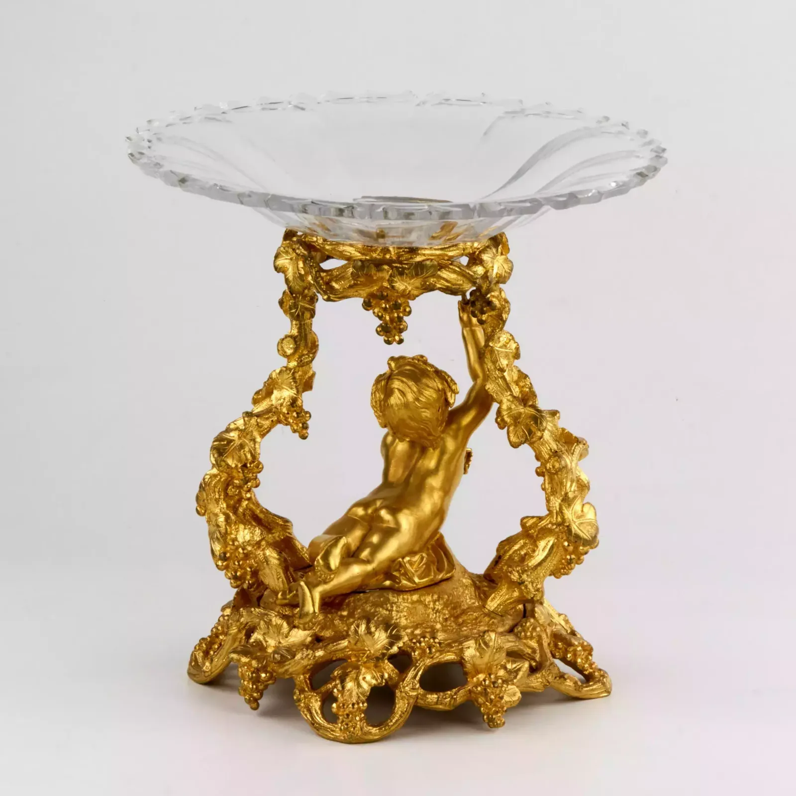 Decorative Fruit Vase, Gilded Bronze, With Crystal, Napoleon III Era. 19th Century.