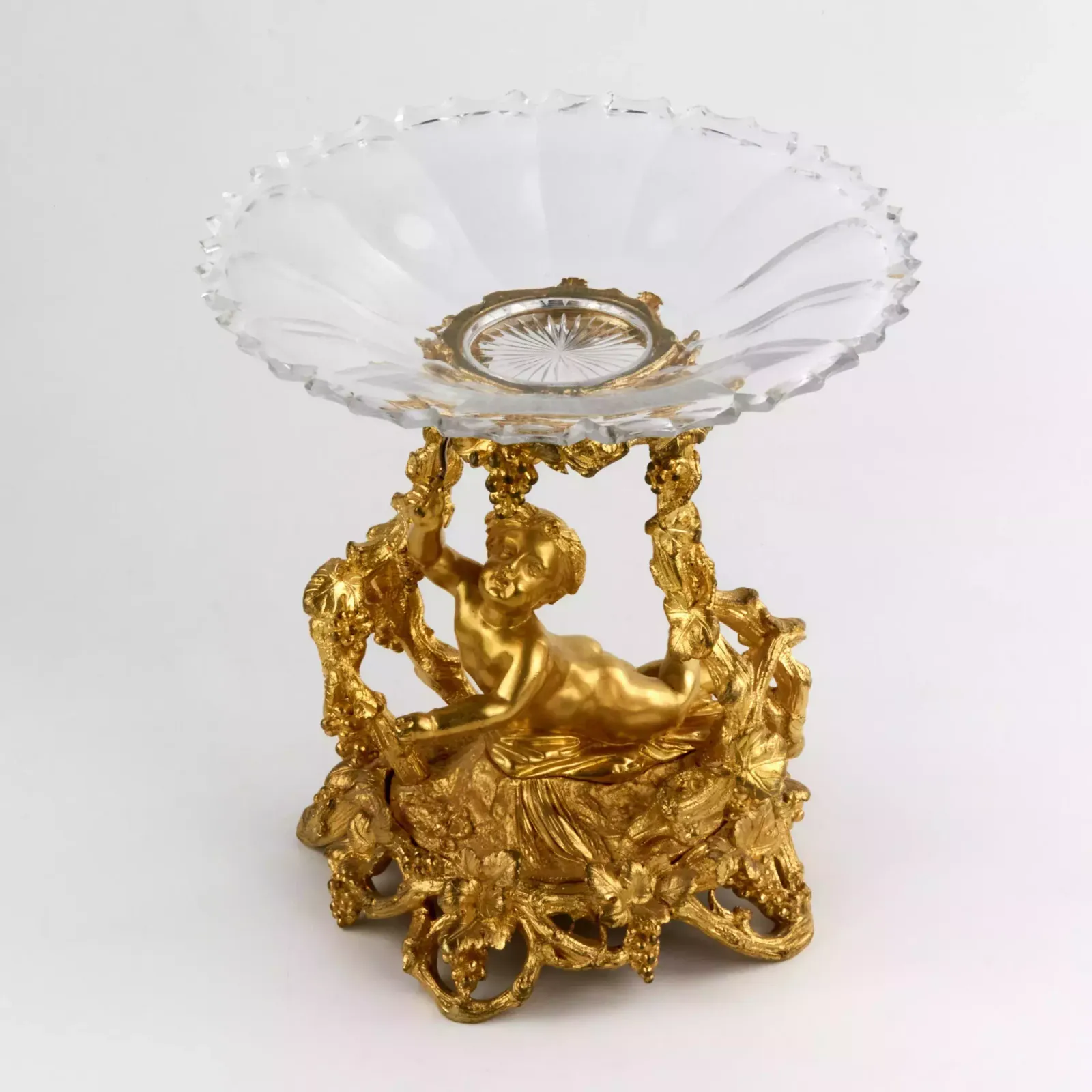 Decorative Fruit Vase, Gilded Bronze, With Crystal, Napoleon III Era. 19th Century. photo Home Decor