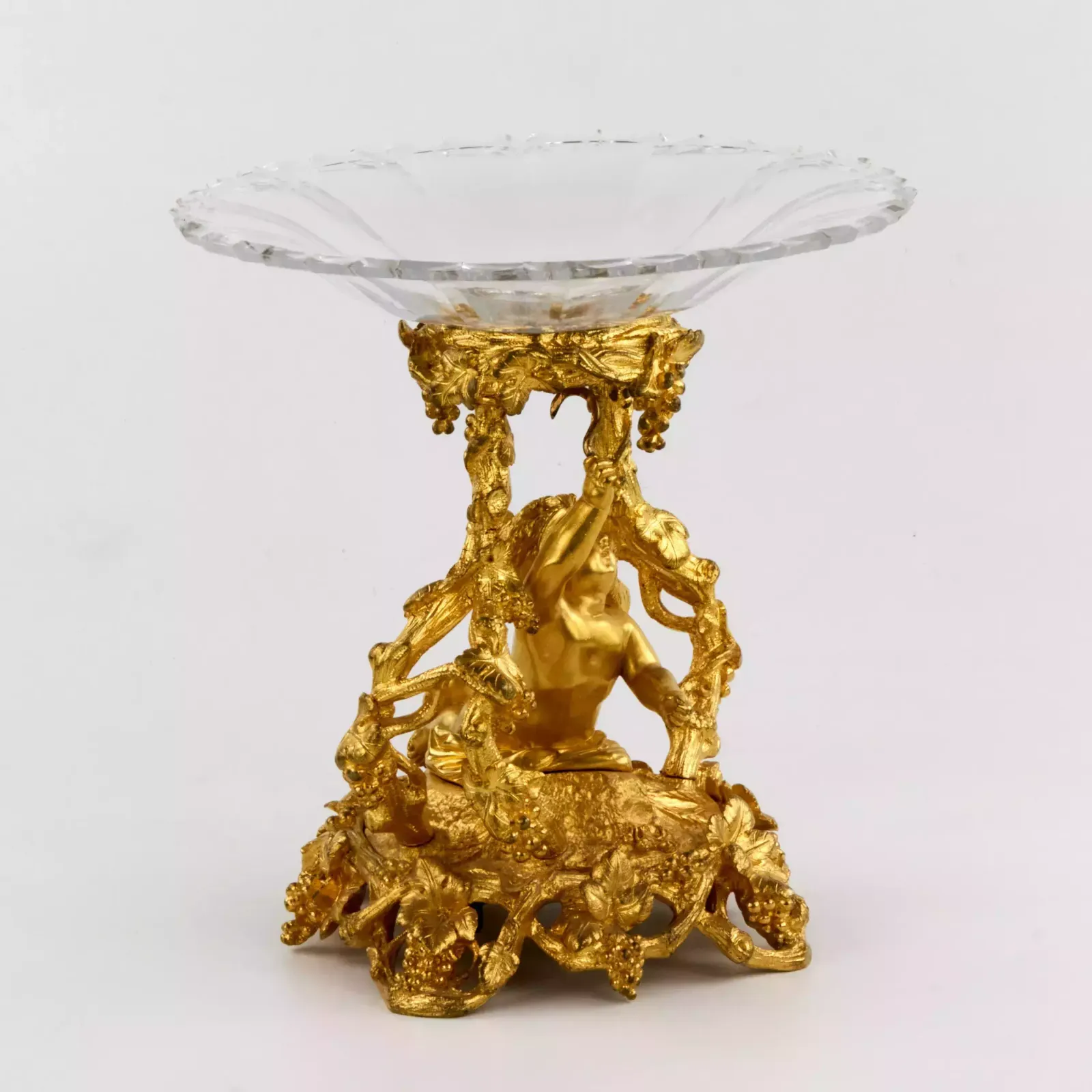Decorative Fruit Vase, Gilded Bronze, With Crystal, Napoleon III Era. 19th Century. photo buy