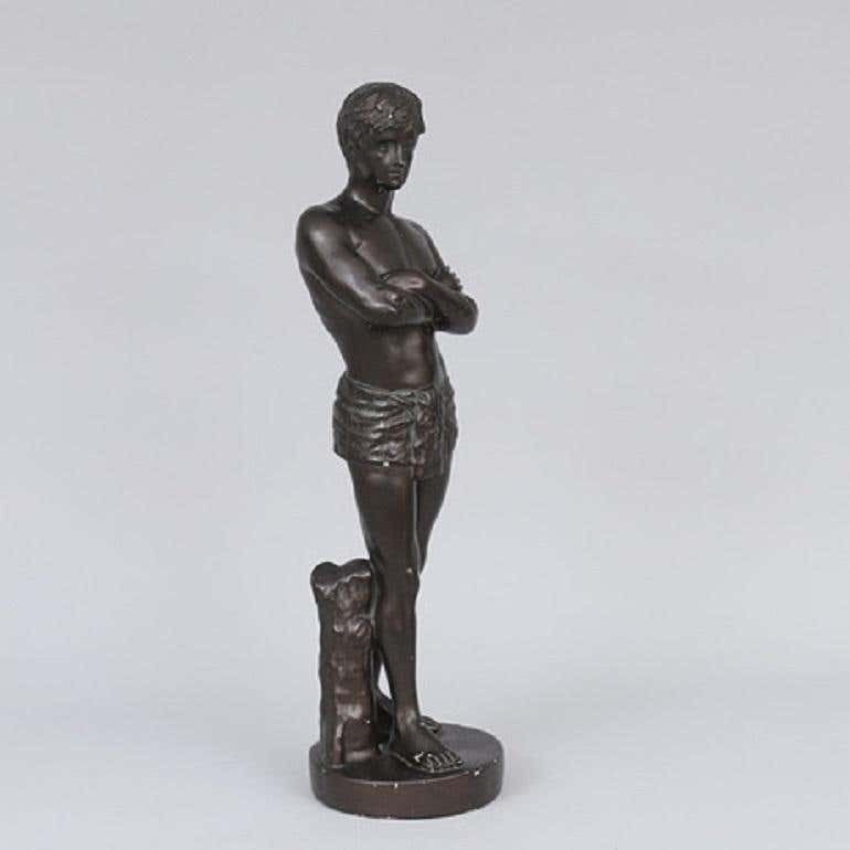 Antique Standing Male Figure, Home Decorative Sculpture, Hans Christian Brix photo furniture