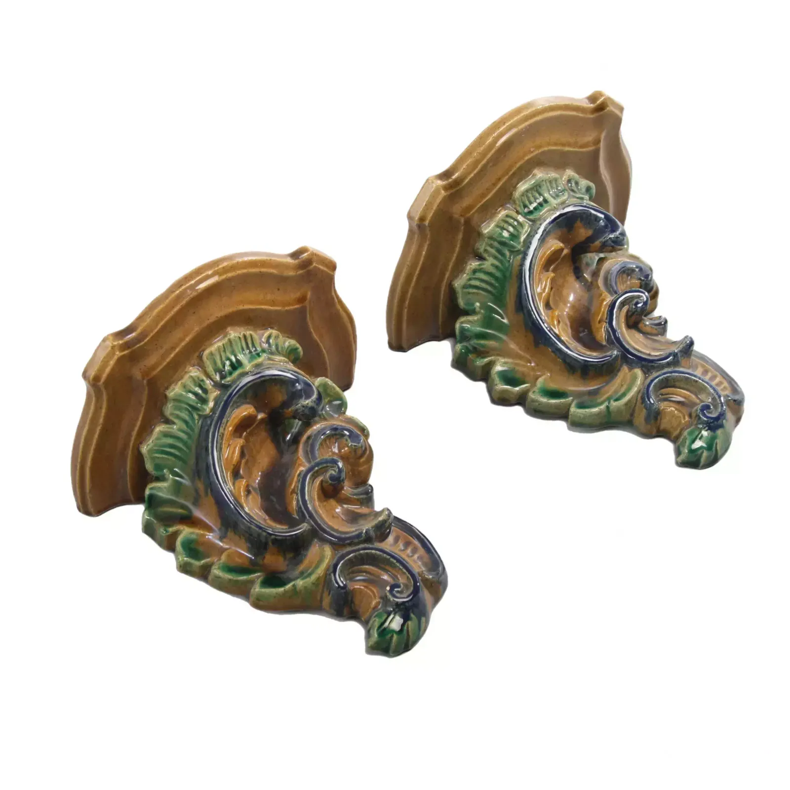 A Pair Of Consoles "Majolica, 1800s photo furniture