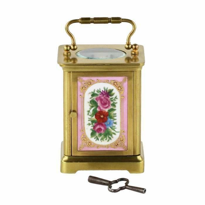 French Carriage Clock With Porcelain Painting, Neo Rococo Style. The Turn Of The 19th 20th Centuries photo for sale