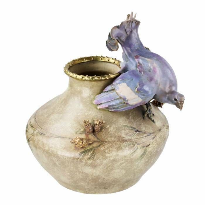 Ceramic Planter Grouse, Eduard Stellmacher 1905 photo 2308.0