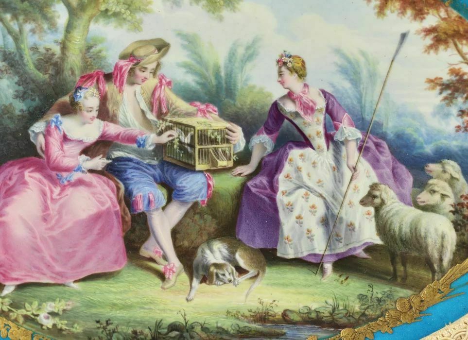 19th Century French Porcelain Panel Oval In Sevres Style photo Art