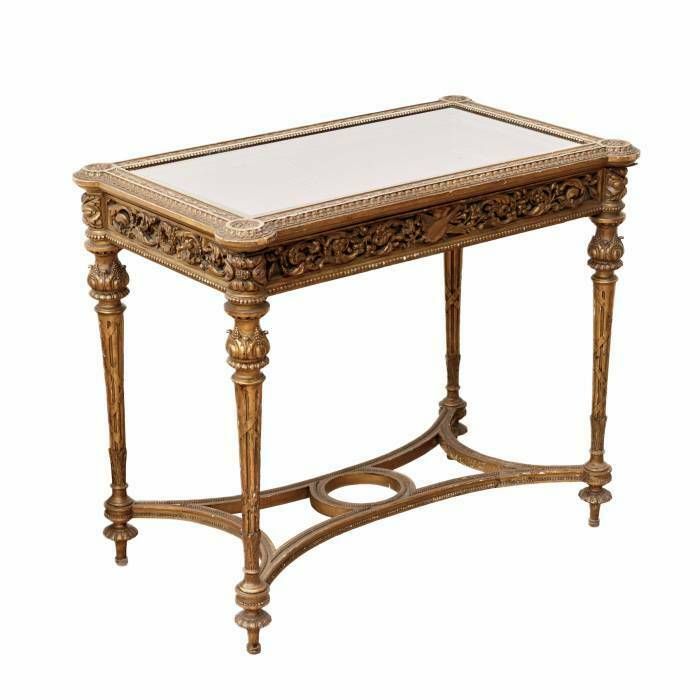 Carved Showcase Table Of Gilded Wood, In The Spirit Of Napoleon III, Late 19th Century