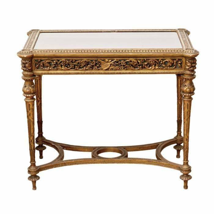 Carved Showcase Table Of Gilded Wood, In The Spirit Of Napoleon III, Late 19th Century photo furniture