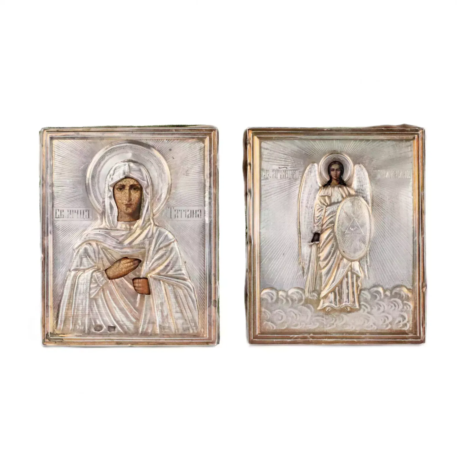Russian Icons In Silver Of Saints Tatiana And Archangel Michael. photo buy