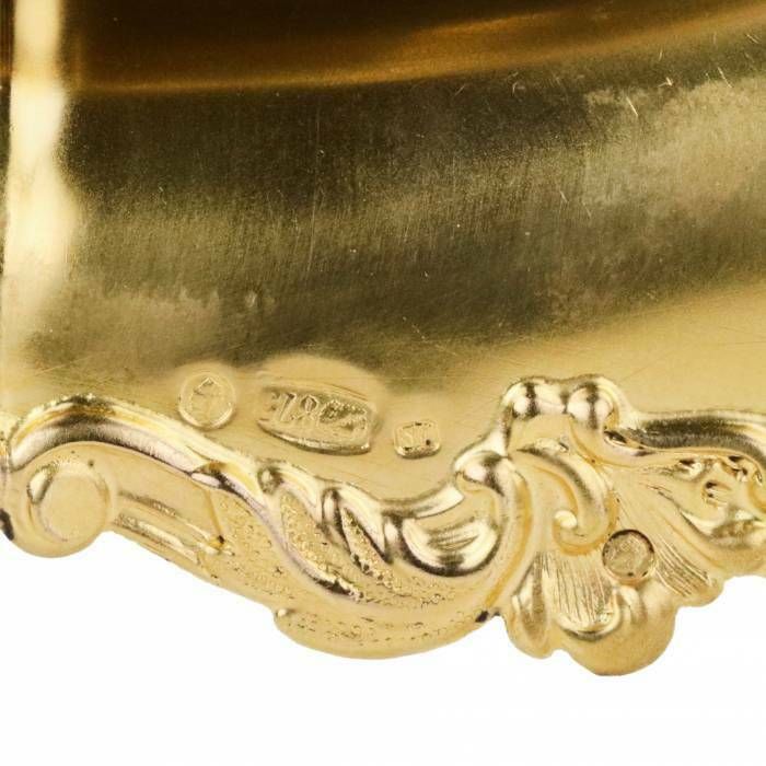 Silver Plate With Gilding On Three Legs, In The Style Of Historicism. Latvia 1930s photo vinterior