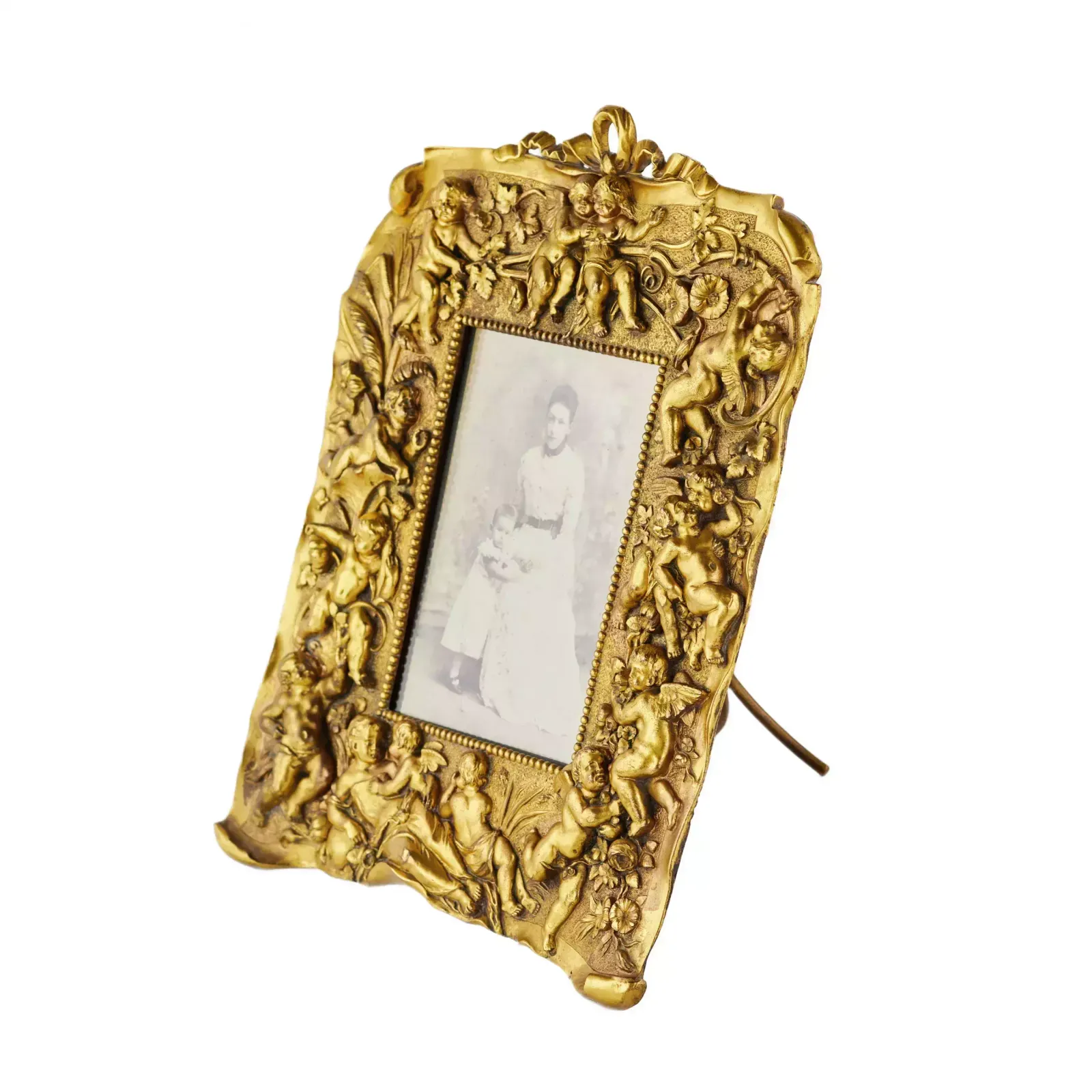 Non Trivial Photo Frame Of Gilded Bronze In The Neo Baroque Style, The Turn Of The 19th 20th Centuries photo for sale