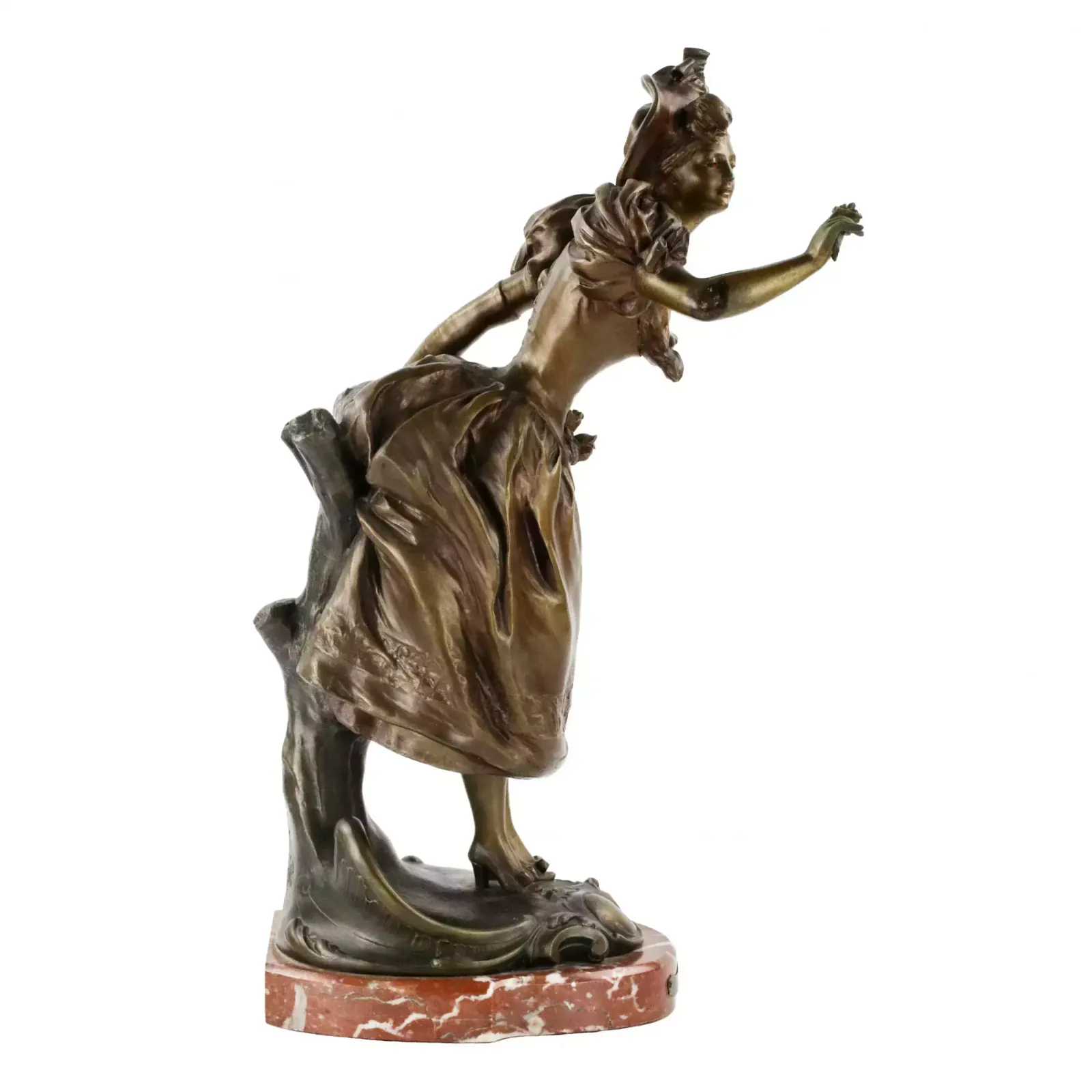 French, Bronzed Metal Figure On A Marble Base. Happy Holiday. photo buy