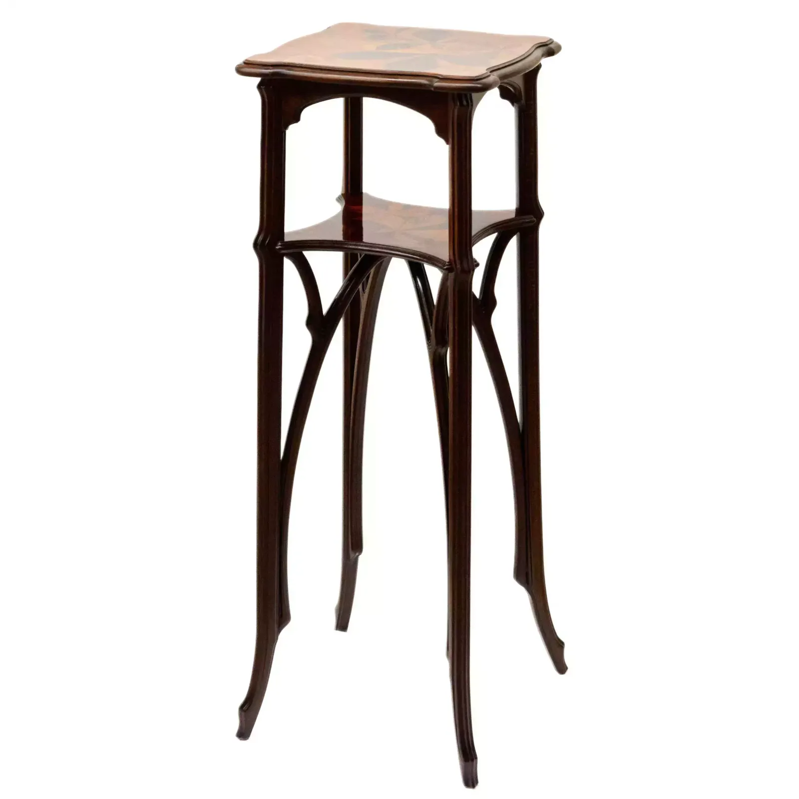 Two Tier Pedestal For Flowers Made Of Solid Walnut, Art Nouveau Style. 20th Century. photo 3591.0