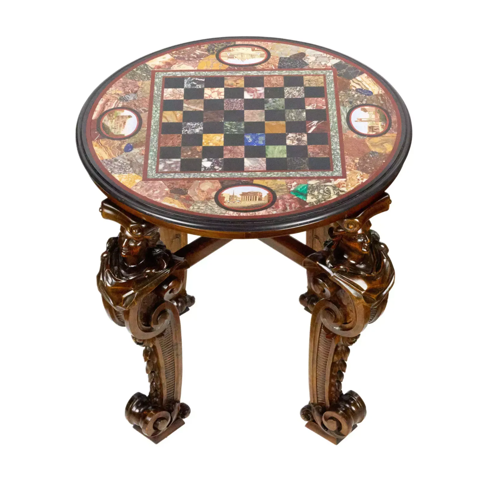 Impressive Chess Table With Precious Roman Mosaics On Carved Legs. photo 17099.0
