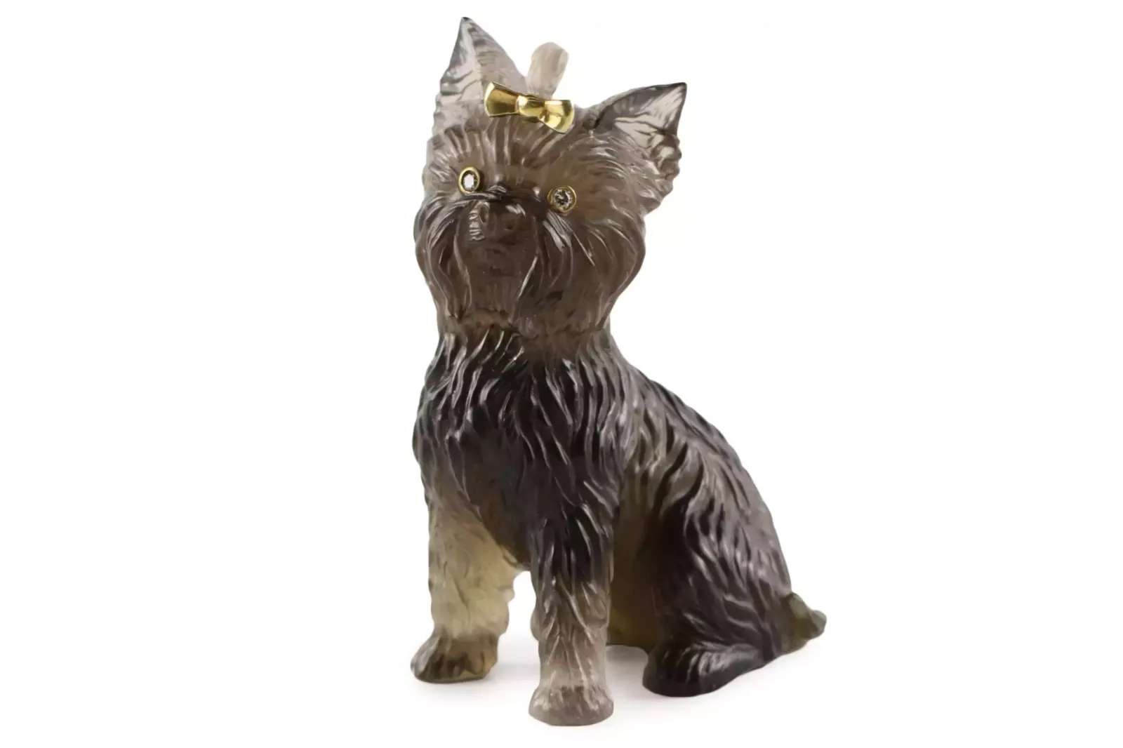 Stone Cut Figurine "Yorkshire Terrier" In The Style Of Faberge 20th Century. photo Art