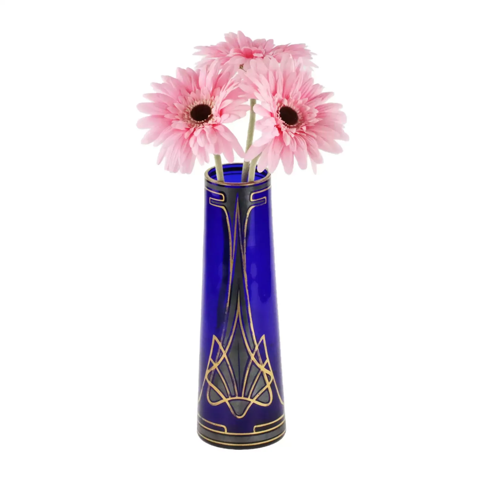 Art Nouveau Cobalt Conical Glass Vase. photo furniture