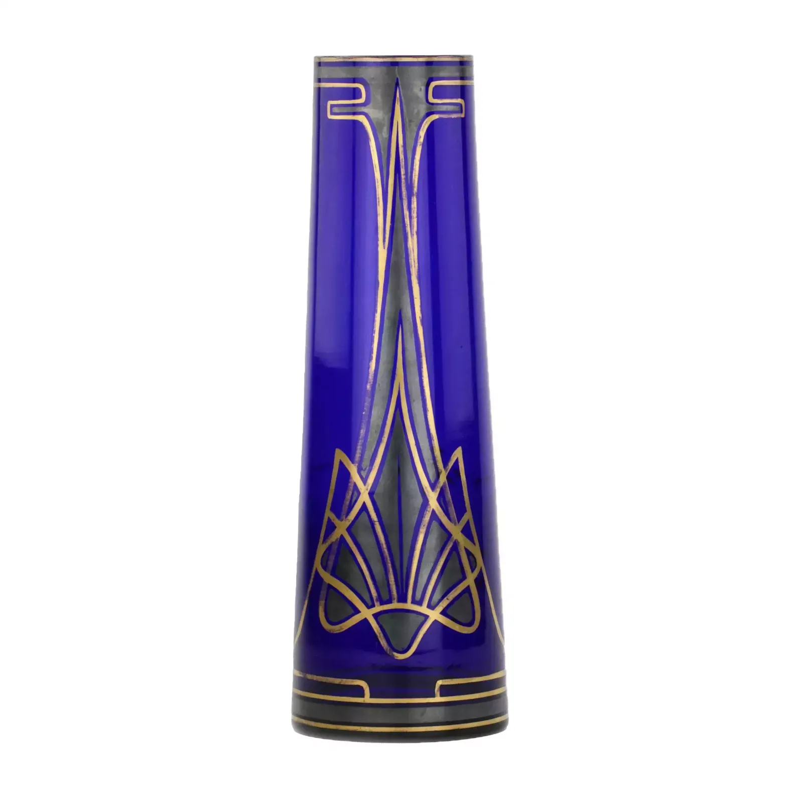 Art Nouveau Cobalt Conical Glass Vase. photo for sale