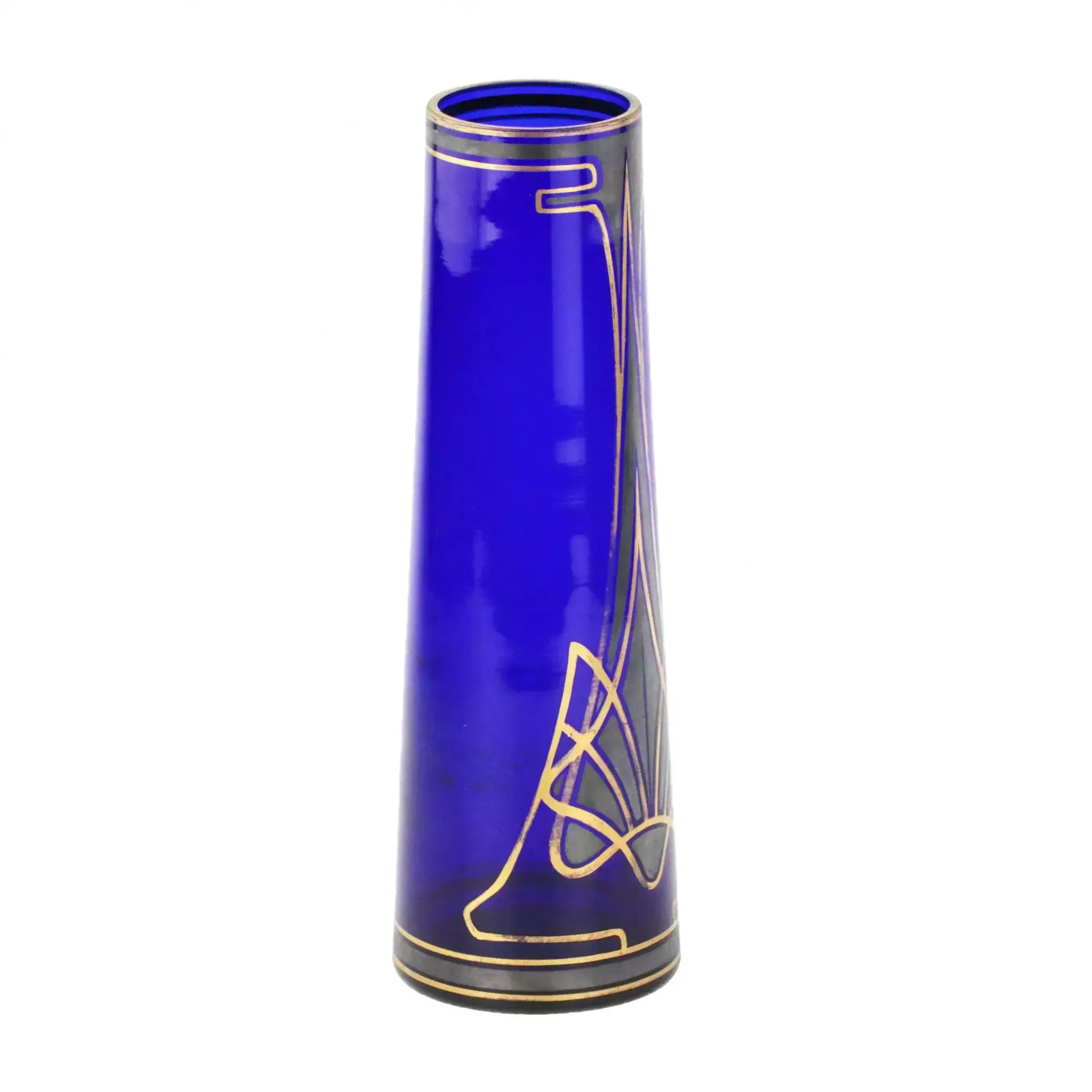 Art Nouveau Cobalt Conical Glass Vase. photo vinterior