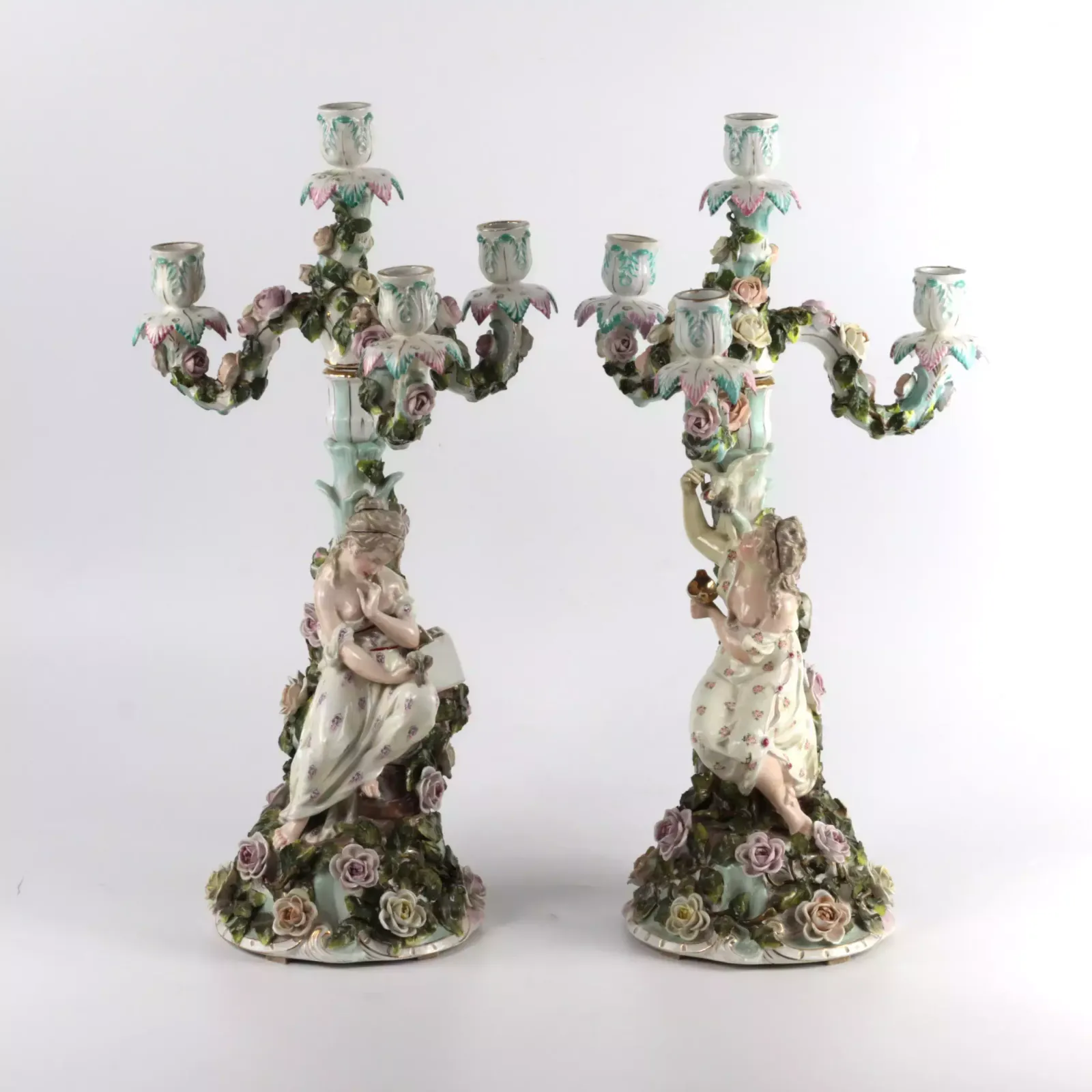 Porcelain Watch Set With Candelabra.Sietzendorf 1880 photo Home Decor