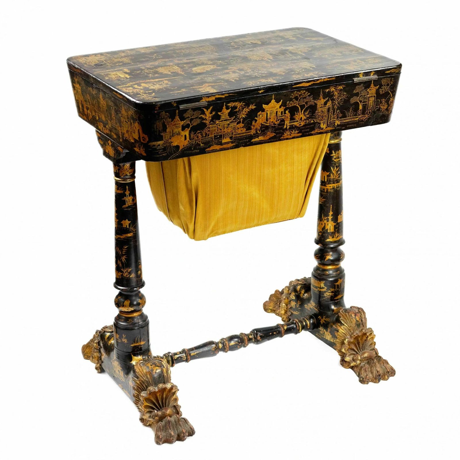 Handicraft Table Made Of Black And Gold Beijing Lacquer. 19th Century photo for sale