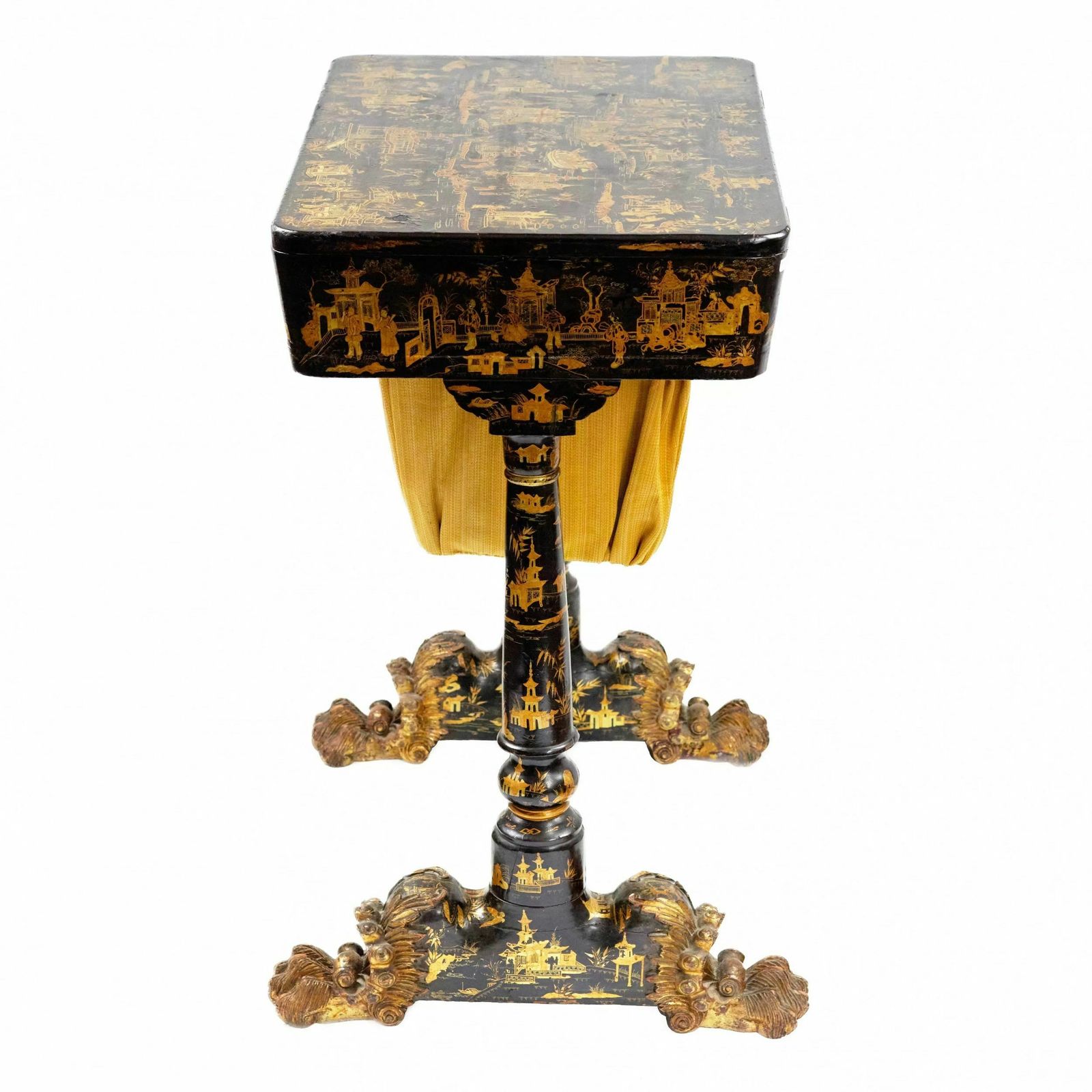Handicraft Table Made Of Black And Gold Beijing Lacquer. 19th Century photo Furniture