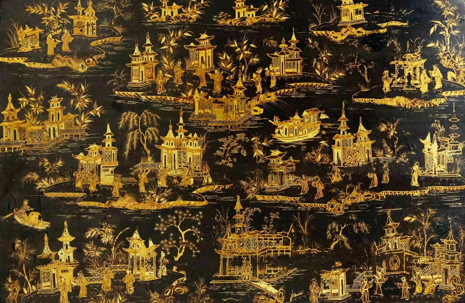 photo furniture Handicraft Table Made Of Black And Gold Beijing Lacquer. 19th Century
