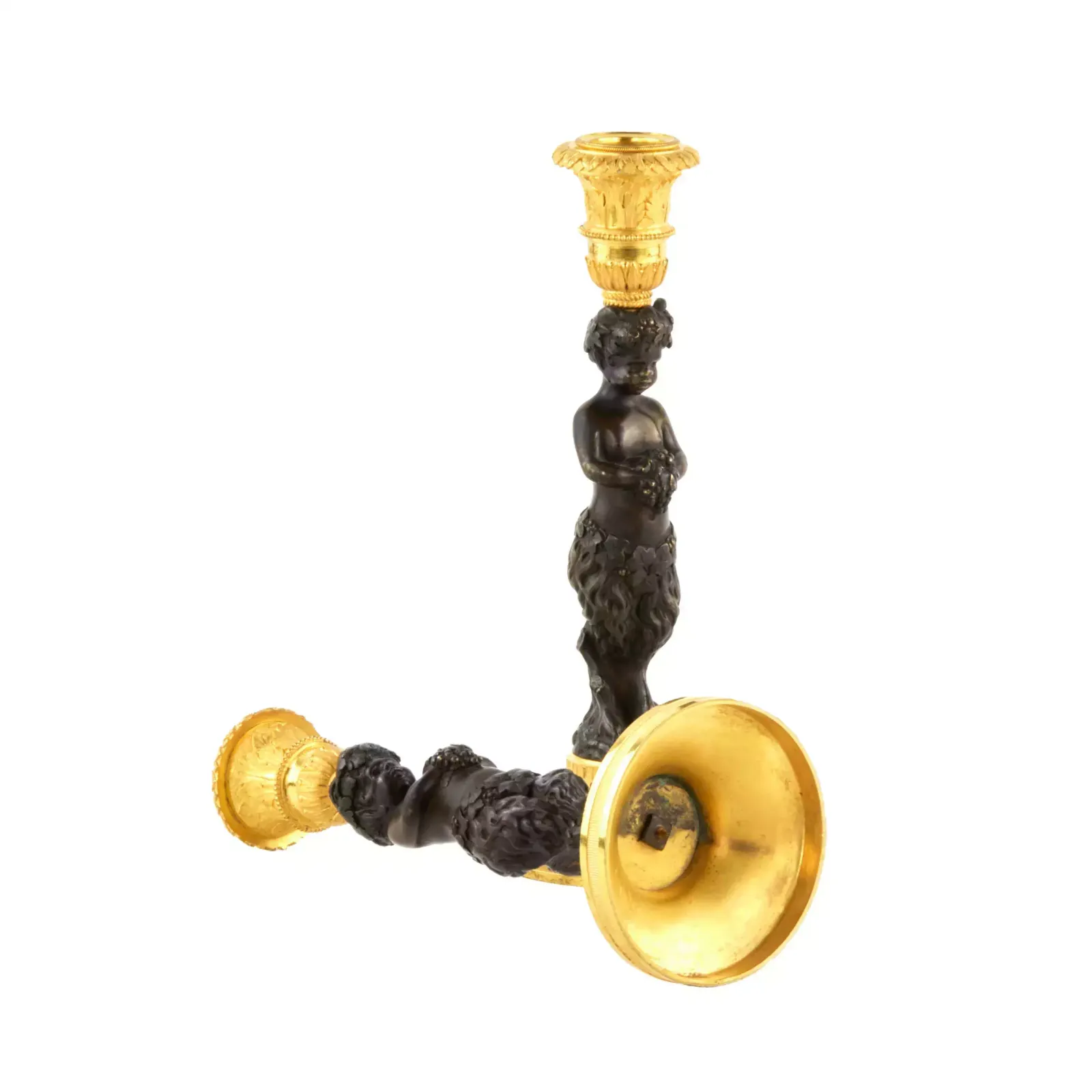 Pair Of Bronze, French Candlesticks, In The Form Of Fauns, Mid 19th Century. photo furniture