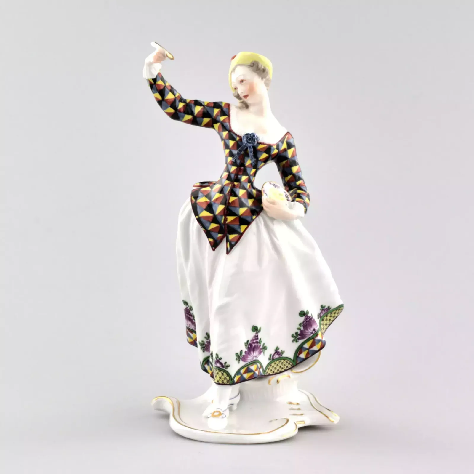 Porcelain Figurine Columbine With A Saucer. Nymphenburg. Germany. The Beginning Of The 20th Century. photo Art