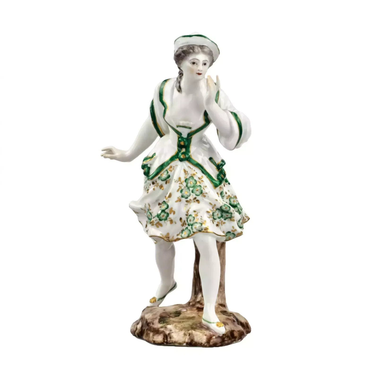Porcelain Figurine "Lady In Green". France. 19th Century.