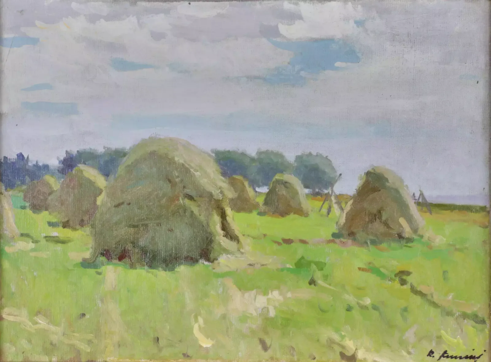 Landscape "Haystacks". Raimonds Auniņš (1907 1960). photo Art