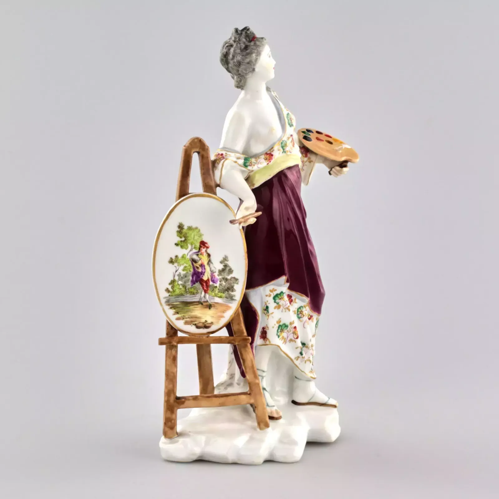 Porcelain Figurine Allegory Of Painting. Porcelain 19th Century. photo furniture