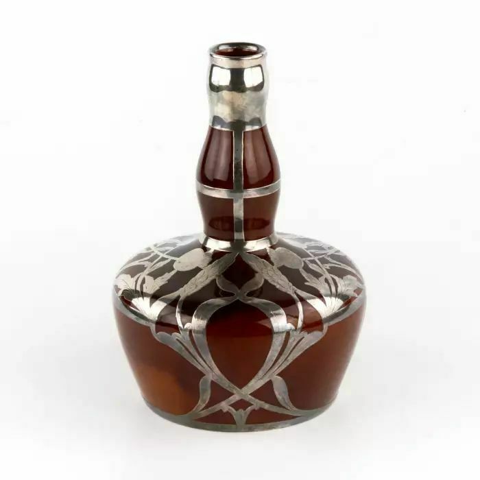 An Elegant Porcelain Vase In A Silver Braid In The Art Nouveau Style. Crown Staffordshire.