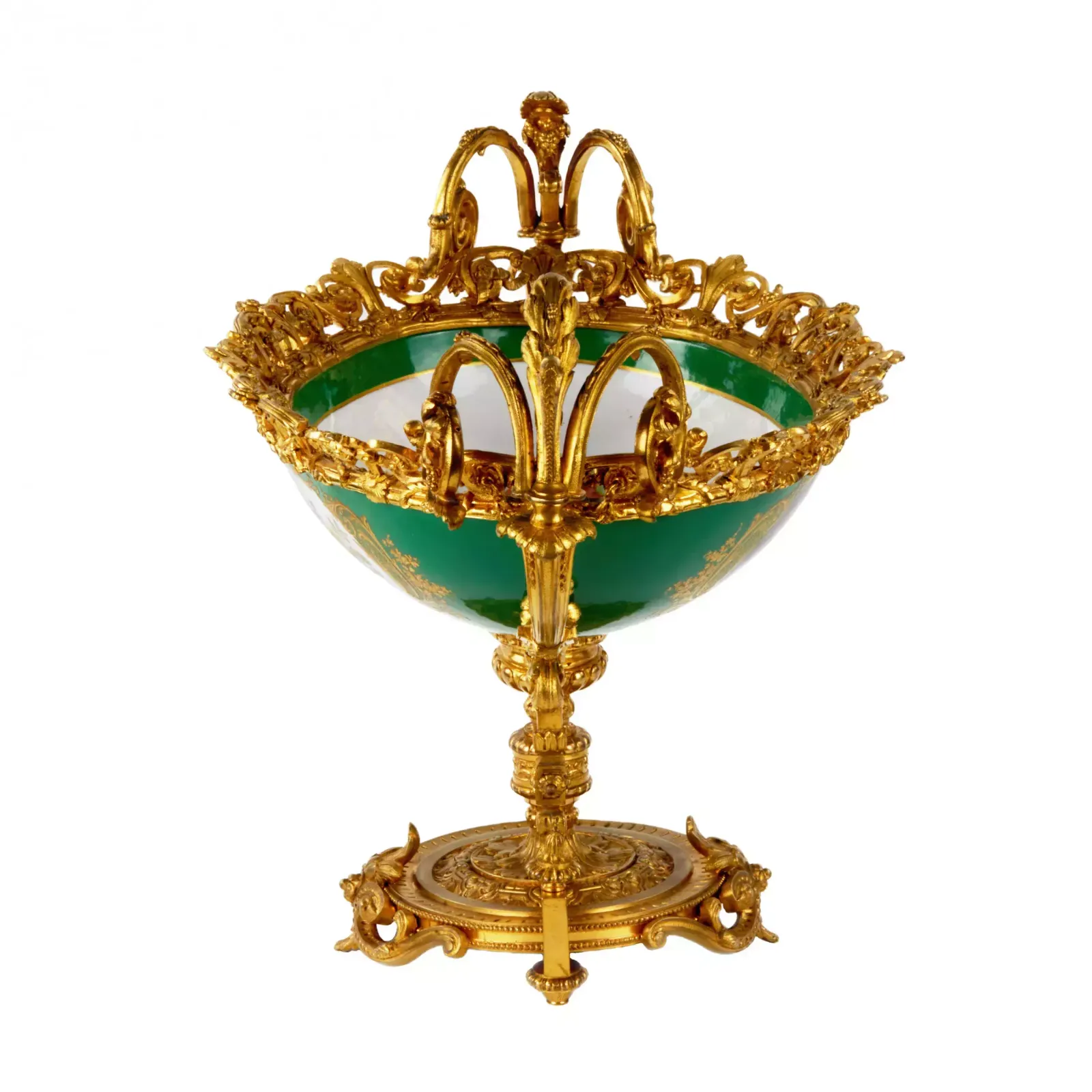 Large Vase Of Gilded Bronze And Porcelain. photo furniture