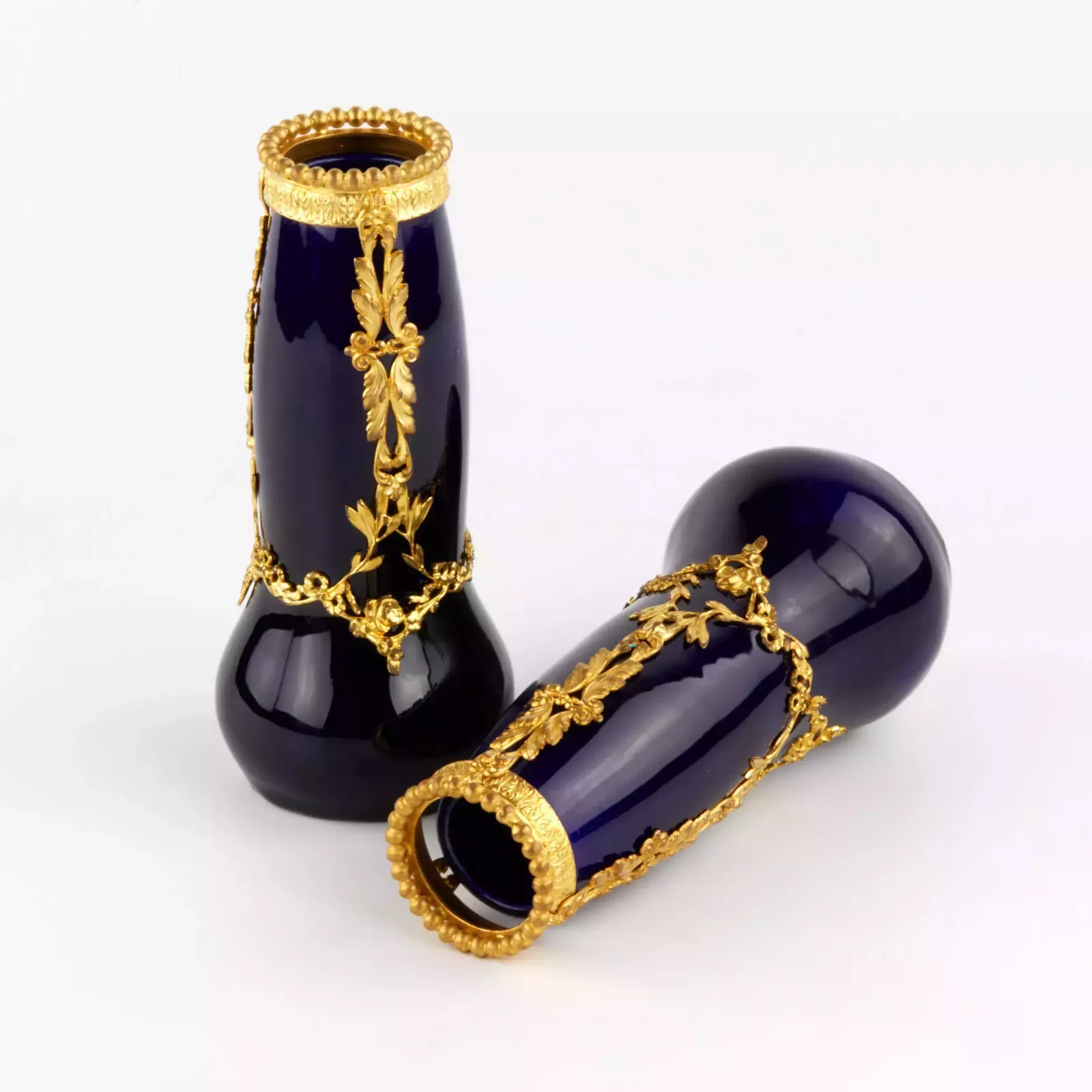 Pair Of Cobalt, Art Nouveau Porcelain Vases.