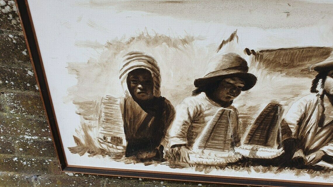 Magnificent Original Artwork By Ludena   Peruvian South American Children's Portrait. Acrylic Or Watercolour photo vinterior