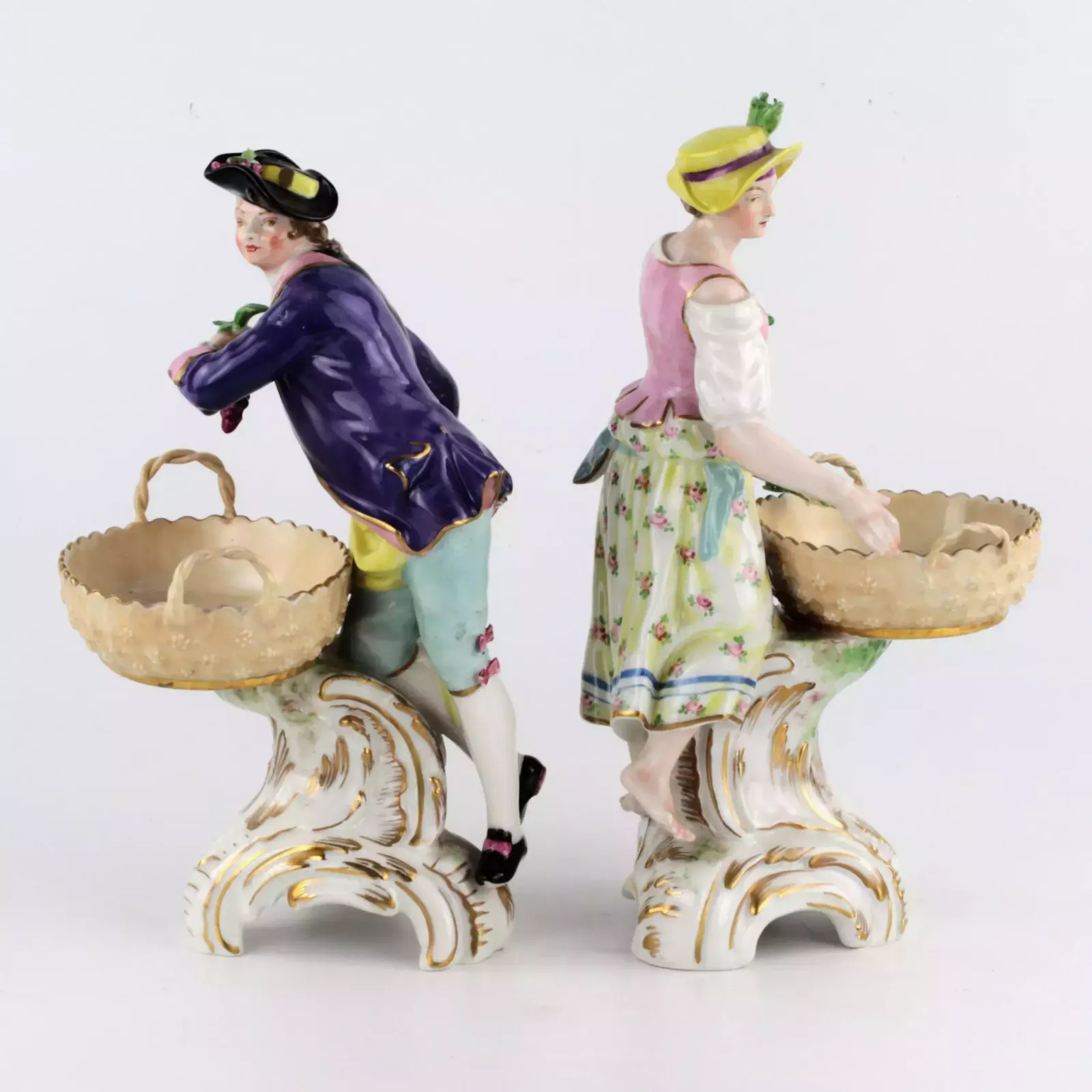 photo furniture A Pair Of Kpm Porcelain Candy Bowls. "Winegrower And Gardener".
