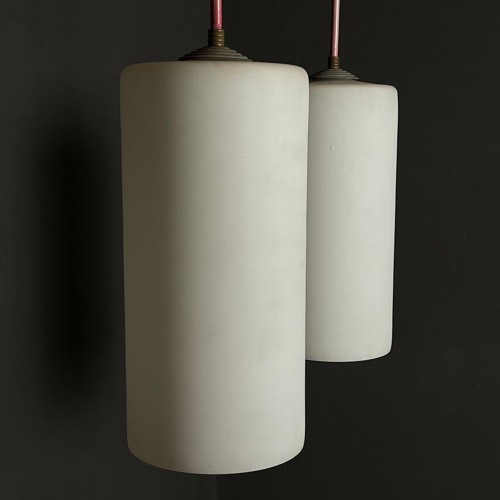 Mid Century Opalin Glass Pendant Lamp Italy 1960s Set Of 2
