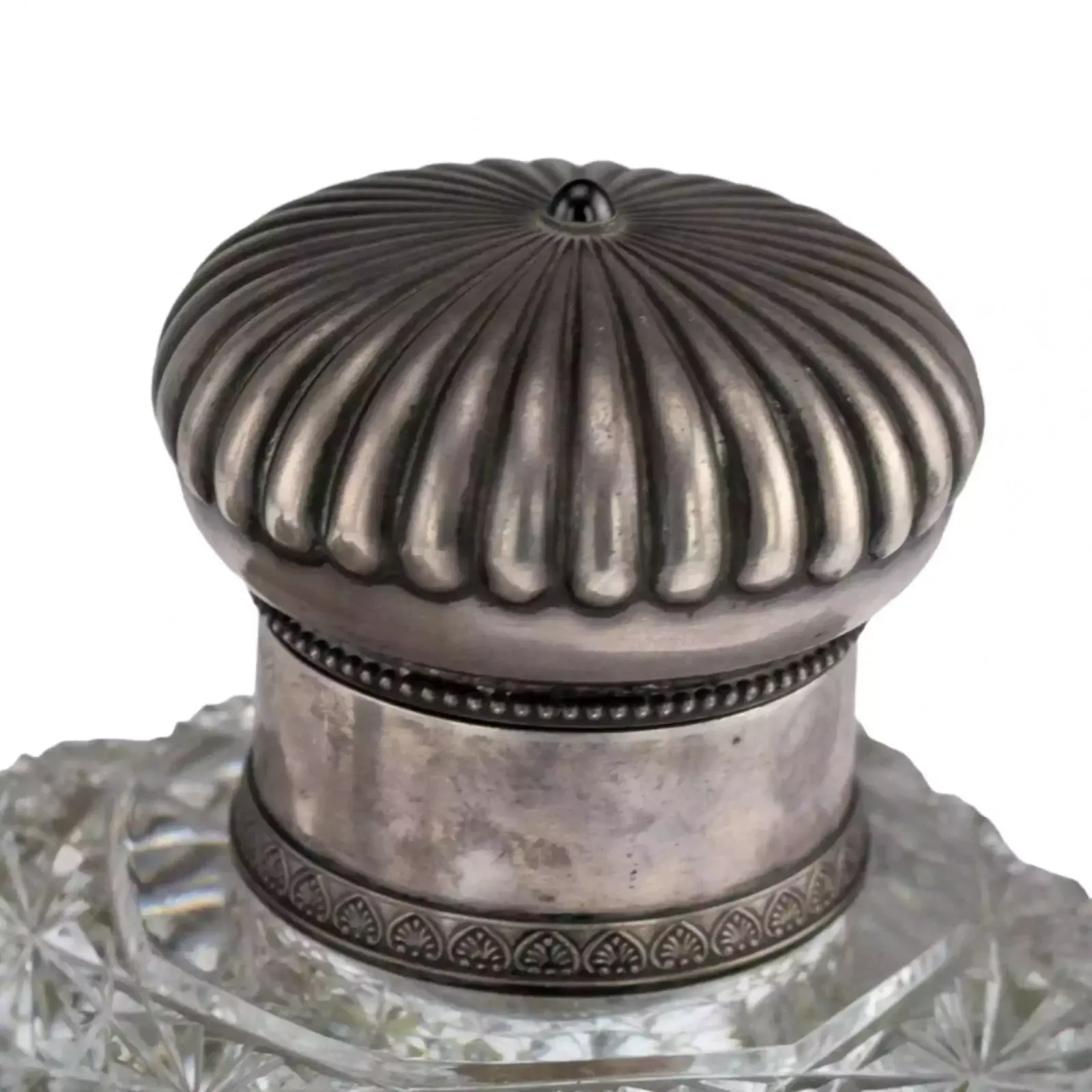 Home Decor Large Cabinet Inkwell   Zastava, Made Of Crystal, With Silver, On A Marble Base. photo