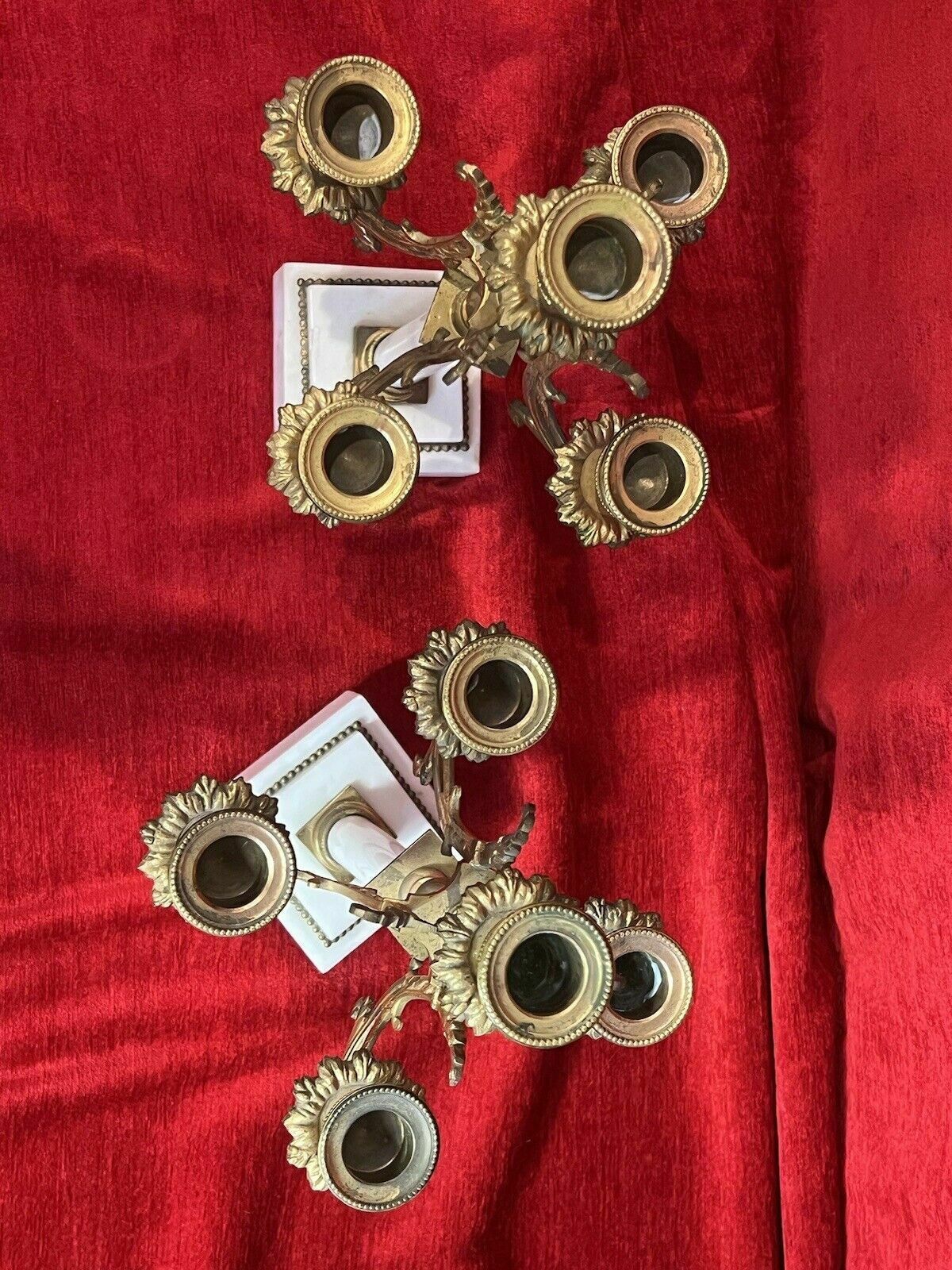 Pair Of French Louis XVI Style Bronze Ormolu/Marble Candelabra photo 450.0
