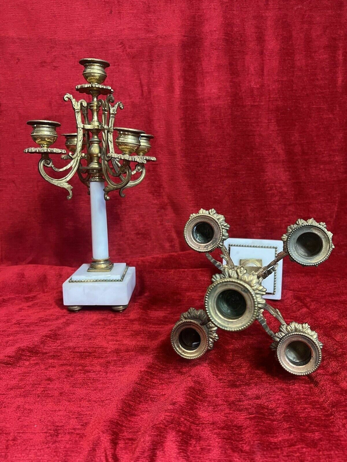 Home Decor Pair Of French Louis XVI Style Bronze Ormolu/Marble Candelabra photo